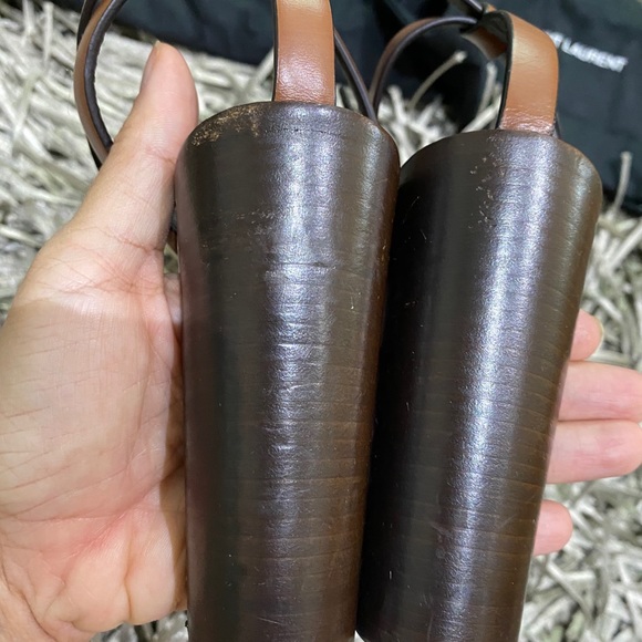 SAINT LAURENT TANGER WOOD & LEATHER SANDAL - Picture 12 of 12